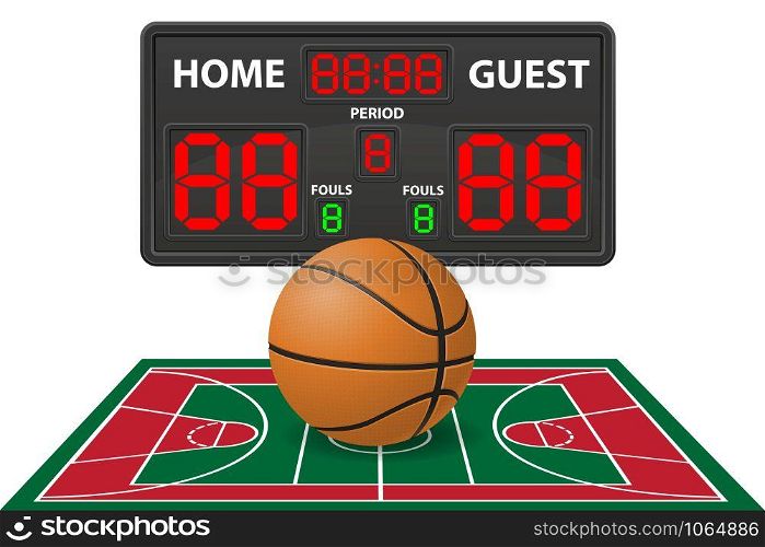basketball sports digital scoreboard vector illustration isolated on white background