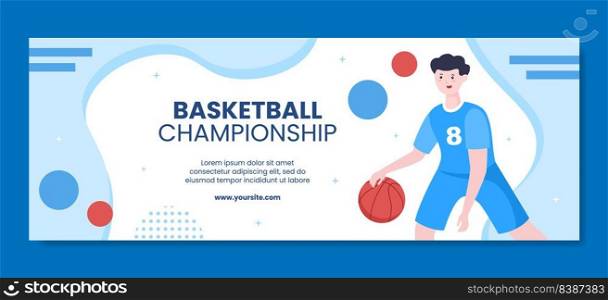 Basketball Sports Tournament Social Media Cover Template Cartoon Background Vector Illustration