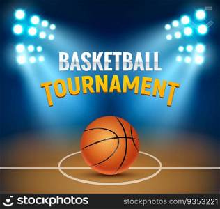 Basketball vector tournament background. Basketball court arena game poster. Banner realistic design basket template.. Basketball vector tournament background. Basketball court arena game poster. Banner realistic design basket template