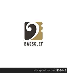 Bass Clef Music Notes Square Icon instrument logo design