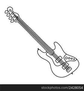 Bass guitar. Musical instrument line sketch. Outline black and white vector illustration.. Bass guitar. Musical instrument line sketch. Outline black and white vector illustration