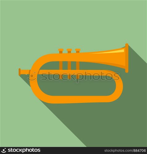 Bass trumpet icon. Flat illustration of bass trumpet vector icon for web design. Bass trumpet icon, flat style