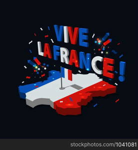 Bastille Day, Independence Day of France, symbols. French flag and map icons set.. Bastille Day, Independence Day of France, symbols. French flag and map icons set in 3d style.