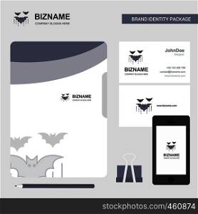 Bat Business Logo, File Cover Visiting Card and Mobile App Design. Vector Illustration