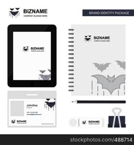 Bat Business Logo, Tab App, Diary PVC Employee Card and USB Brand Stationary Package Design Vector Template