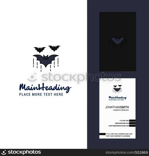 Bat Creative Logo and business card. vertical Design Vector