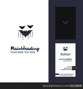 Bat Creative Logo and business card. vertical Design Vector