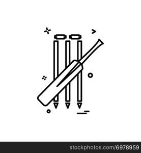 bat cricket wickets icon vector design