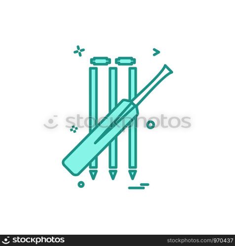 bat cricket wickets icon vector design