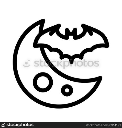 bat flying at night, icon on isolated background