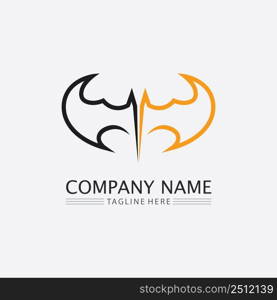 Bat logo animal and vector, wings, black, halloween, v&ire, gothic, illustration, design bat icon