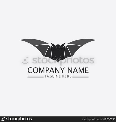 Bat logo animal and vector, wings, black, halloween, vampire, gothic, illustration, design bat icon