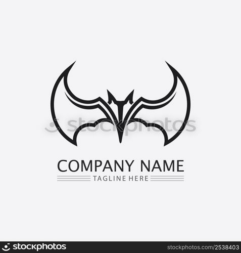 Bat logo animal and vector, wings, black, halloween, vampire, gothic, illustration, design bat icon