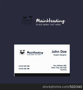 Bat logo Design with business card template. Elegant corporate identity. - Vector