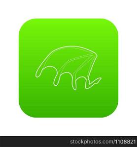 Bat wing icon green vector isolated on white background. Bat wing icon green vector
