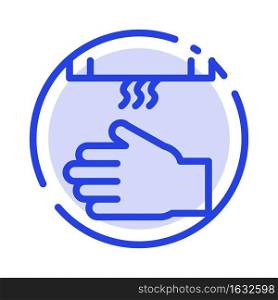 Bath, Bathroom, Cleaning, Dryer, Hand Blue Dotted Line Line Icon