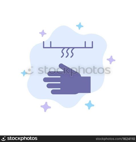 Bath, Bathroom, Cleaning, Dryer, Hand Blue Icon on Abstract Cloud Background