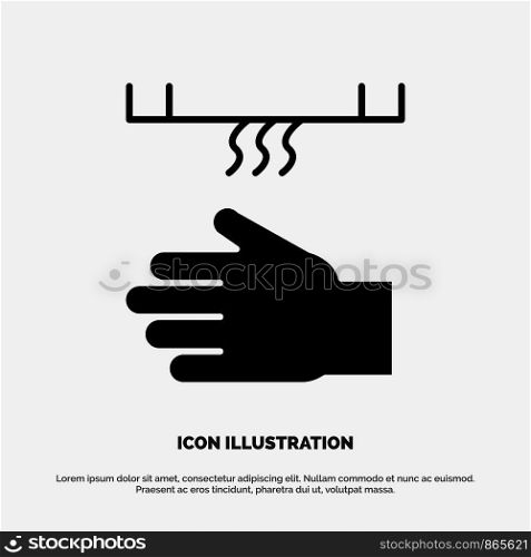 Bath, Bathroom, Cleaning, Dryer, Hand solid Glyph Icon vector