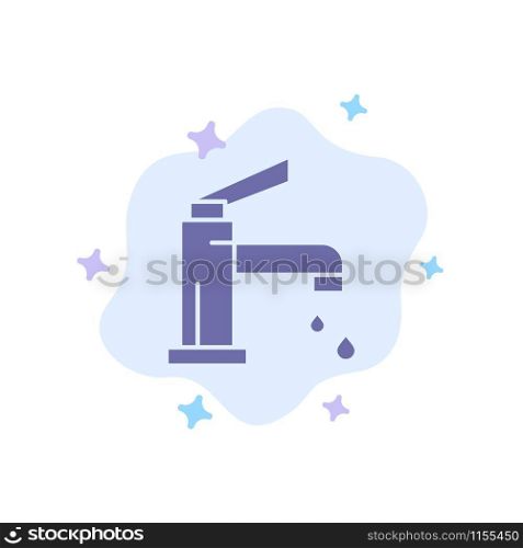 Bath, Bathroom, Cleaning, Faucet, Shower Blue Icon on Abstract Cloud Background