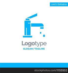 Bath, Bathroom, Cleaning, Faucet, Shower Blue Solid Logo Template. Place for Tagline