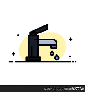 Bath, Bathroom, Cleaning, Faucet, Shower Business Flat Line Filled Icon Vector Banner Template