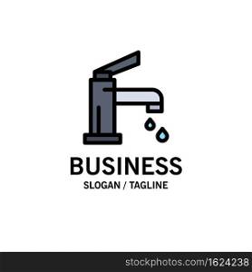 Bath, Bathroom, Cleaning, Faucet, Shower Business Logo Template. Flat Color
