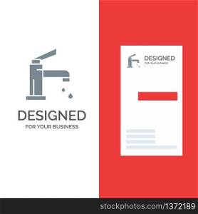Bath, Bathroom, Cleaning, Faucet, Shower Grey Logo Design and Business Card Template