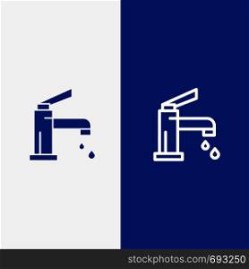 Bath, Bathroom, Cleaning, Faucet, Shower Line and Glyph Solid icon Blue banner Line and Glyph Solid icon Blue banner