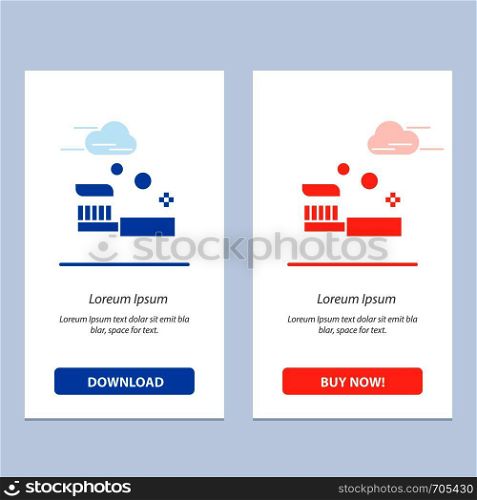 Bath, Bathroom, Cleaning, Shower, Toothbrush Blue and Red Download and Buy Now web Widget Card Template