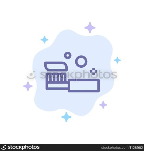 Bath, Bathroom, Cleaning, Shower, Toothbrush Blue Icon on Abstract Cloud Background