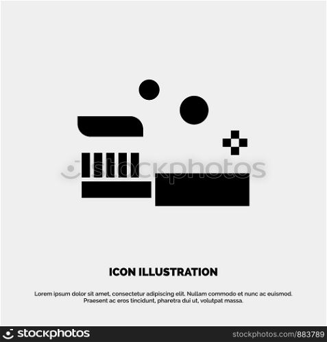 Bath, Bathroom, Cleaning, Shower, Toothbrush solid Glyph Icon vector