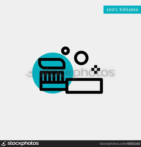 Bath, Bathroom, Cleaning, Shower, Toothbrush turquoise highlight circle point Vector icon