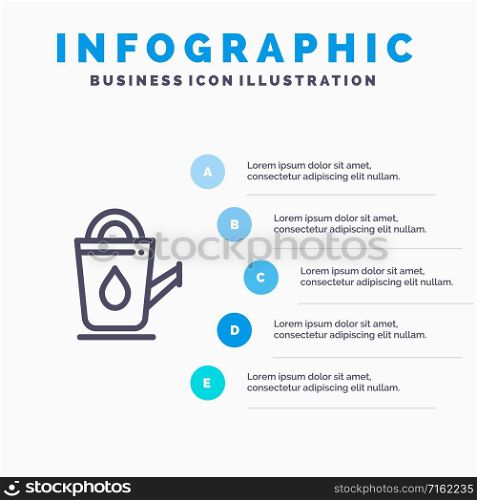 Bath, Bathroom, Shower, Water Line icon with 5 steps presentation infographics Background