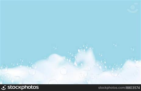 Bath  blue foam isolated on a light background. Shampoo bubbles texture.Shampoo and bath lather vector illustration.