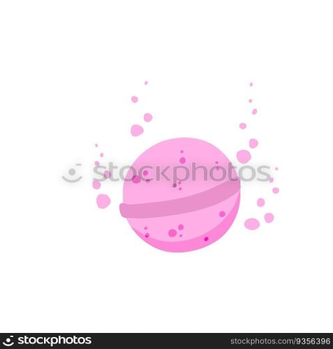 Bath bomb. Soap bubbles. Pink Bathroom Natural cosmetics for relaxation. Flat cartoon illusration. Bath bomb. Soap bubbles.