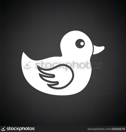 Bath duck icon. Black background with white. Vector illustration.