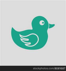 Bath duck icon. Gray background with green. Vector illustration.