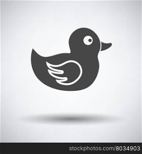 Bath duck icon on gray background, round shadow. Vector illustration.