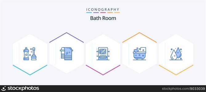 Bath Room 25 Blue icon pack including humidity. shower. box. cleaning. bath
