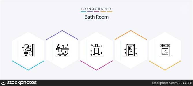 Bath Room 25 Line icon pack including . bath. urinal. dryer. door
