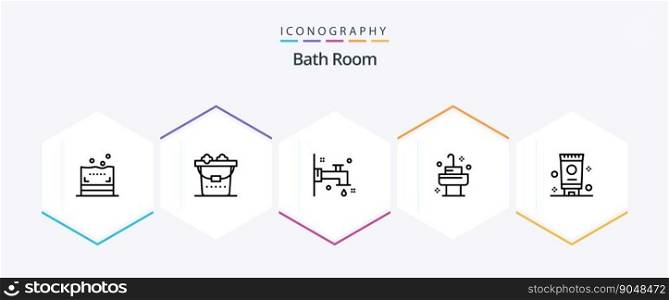 Bath Room 25 Line icon pack including . . water. bath. cream