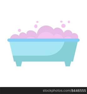 Bath with water and bubble vector illustration hygiene bathroom. Shower cartoon clean and bath isolated white. House symbol bathing and interior design icon. Indoor room washing furniture equipment