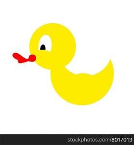 Bathing duck on a white background. Yellow rubber duck for kids. Vector illustration of toys.&#xA;
