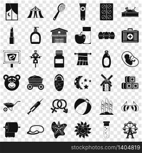 Bathing icons set. Simple style of 36 bathing vector icons for web for any design. Bathing icons set, simple style
