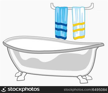 Bathroom and towel. Bathroom room and towel on white background