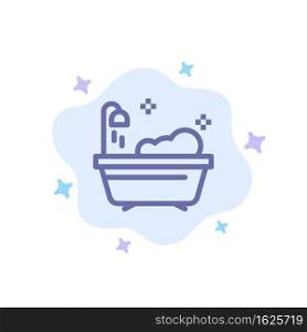 Bathroom, Clean, Shower Blue Icon on Abstract Cloud Background