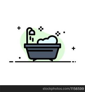 Bathroom, Clean, Shower Business Flat Line Filled Icon Vector Banner Template