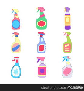 bathroom cleaner set cartoon. clean product, fresh domestic, toilet bottle bathroom cleaner sign. isolated symbol vector illustration. bathroom cleaner set cartoon vector illustration