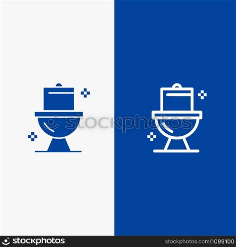 Bathroom, Cleaning, Toilet, Washroom Line and Glyph Solid icon Blue banner Line and Glyph Solid icon Blue banner