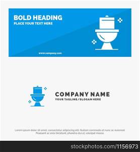 Bathroom, Cleaning, Toilet, Washroom SOlid Icon Website Banner and Business Logo Template